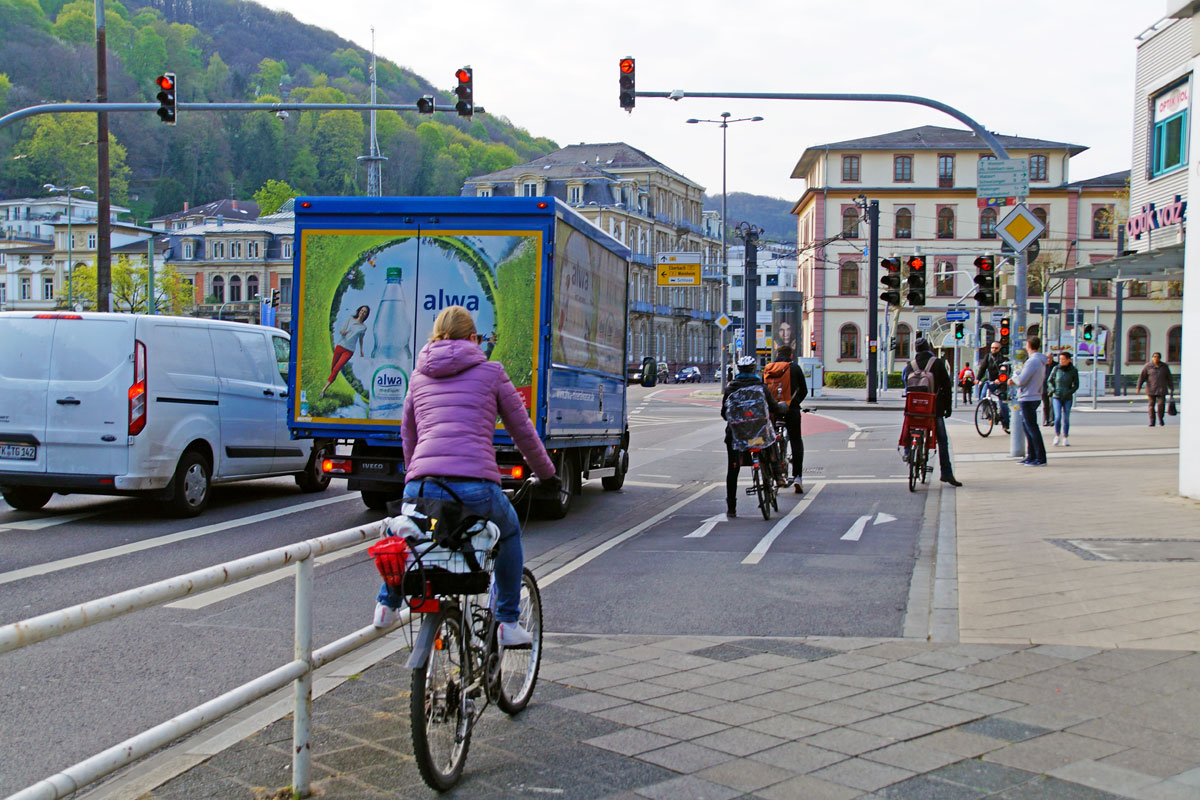Geteilter Straßenraum in Heidelberg